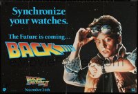 9r0657 BACK TO THE FUTURE II teaser British quad 1989 Michael J. Fox as Marty, synchronize your watch
