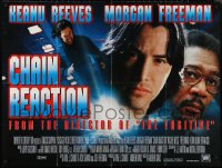 9r0659 CHAIN REACTION DS British quad 1996 action image of Keanu Reeves, Morgan Freeman!