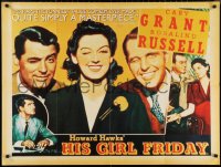 9r0674 HIS GIRL FRIDAY British quad R1997 Cary Grant, Rosalind Russell & Bellamy by Lippman!