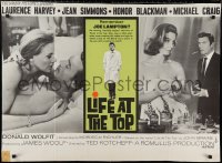 9r0678 LIFE AT THE TOP British quad 1966 art of Laurence Harvey with sexy Jean Simmons & Honor Blackman!