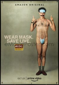 9r0094 BORAT SUBSEQUENT MOVIEFILM DS bus stop 2020 wear mask, save life, outrageous image!