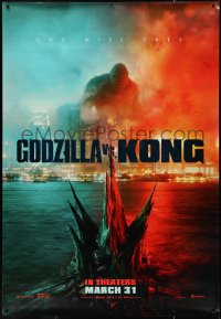 9r0104 GODZILLA VS. KONG DS bus stop 2021 different image of monsters battling it out in harbor!