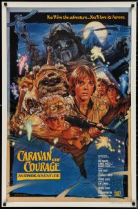 9r1096 CARAVAN OF COURAGE style B int'l 1sh 1984 An Ewok Adventure, Star Wars, art by Drew Struzan!