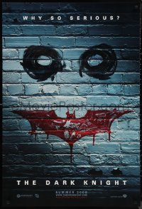 9r1110 DARK KNIGHT teaser 1sh 2008 why so serious? cool graffiti image of the Joker's face!