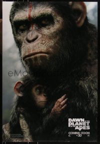 9r1114 DAWN OF THE PLANET OF THE APES style B int'l teaser DS 1sh 2014 close-up of Caesar w/ his son!