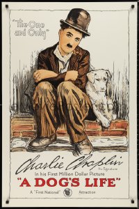 9r0343 DOG'S LIFE S2 poster 1998 great art of Charlie Chaplin as the Tramp & his mutt!
