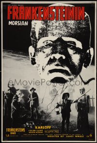 9r0262 BRIDE OF FRANKENSTEIN Finnish 1976 monster Boris Karloff over men in graveyard, ultra rare!