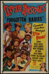 9r1150 FORGOTTEN BABIES 1sh R1952 Our Gang, Spanky, Farina, Buckwheat, Little Rascals!