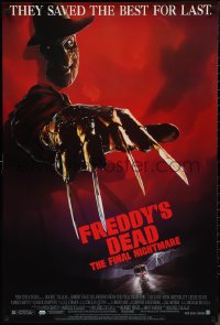 9r1152 FREDDY'S DEAD 1sh 1991 great art of Robert Englund as Freddy Krueger!