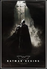 9r0186 BATMAN BEGINS teaser DS French 1p 2005 great image of the Caped Crusader in the batcave!