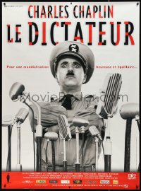 9r0200 GREAT DICTATOR French 1p R2002 c/u of Charlie Chaplin as Hitler-like Hynkel by microphones!