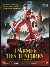 9r0949 ARMY OF DARKNESS French 16x21 1992 Sam Raimi, great art of Bruce Campbell w/chainsaw hand!