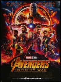 9r0954 AVENGERS: INFINITY WAR advance French 16x22 2018 Robert Downey Jr., Marvel Comics cast montage!