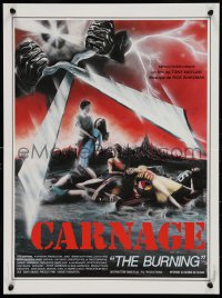 9r0960 BURNING French 16x21 1982 great summer camp giant scissor killer horror artwork by Ambrieu!