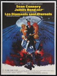 9r0967 DIAMONDS ARE FOREVER French 17x22 R1980s Sean Connery as James Bond 007 by Robert McGinnis!