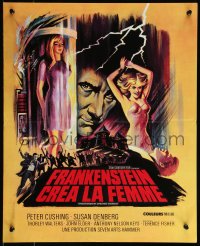9r0978 FRANKENSTEIN CREATED WOMAN French 17x21 1967 cool art of Peter Cushing & sexy Susan Denberg!
