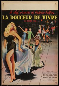 9r0991 LA DOLCE VITA French 16x24 1960 Federico Fellini, Mastroianni, sexy Ekberg by Yves Thos!