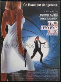 9r0997 LIVING DAYLIGHTS French 15x20 1987 Tim Dalton as James Bond & sexy Maryam d'Abo w/gun!