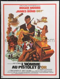9r0999 MAN WITH THE GOLDEN GUN French 16x21 R1980s art of Roger Moore as James Bond by McGinnis!