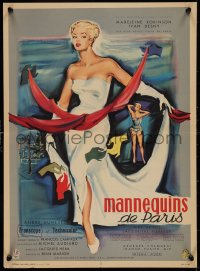 9r1000 MANNEQUINS OF PARIS French 16x22 1957 Andre Hunebelle's Mannequins de Paris, Bertrand art!