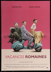 9r1012 ROMAN HOLIDAY French 17x23 R2013 Audrey Hepburn & Gregory Peck, Albert riding on Vespa!