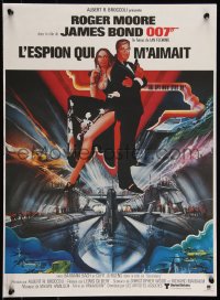 9r1020 SPY WHO LOVED ME French 16x21 R1984 art of Roger Moore as James Bond by Bob Peak!