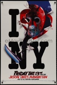 9r1158 FRIDAY THE 13th PART VIII recalled teaser 1sh 1989 Jason Takes Manhattan, I love NY in July!