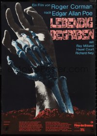 9r0265 PREMATURE BURIAL German R1967 Edgar Allan Poe, Ray Milland, different skeleton hand!