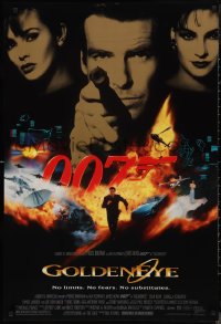 9r1167 GOLDENEYE DS 1sh 1995 cast image of Pierce Brosnan as Bond, Isabella Scorupco, Famke Janssen!