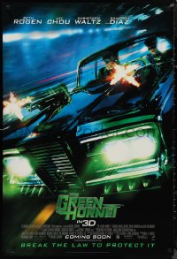 9r1172 GREEN HORNET int'l advance DS 1sh 2011 Seth Rogen, cool image of cast driving car!