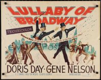 9r0579 LULLABY OF BROADWAY 1/2sh 1951 art of Doris Day & Gene Nelson in top hat and tails!