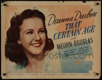 9r0590 THAT CERTAIN AGE 1/2sh 1938 Douglas, great close-up smiling Deanna Durbin, ultra rare!