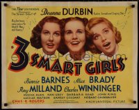 9r0561 3 SMART GIRLS 1/2sh 1936 15 year old Deanna Durbin in her 1st movie, Read, Grey, ultra rare!