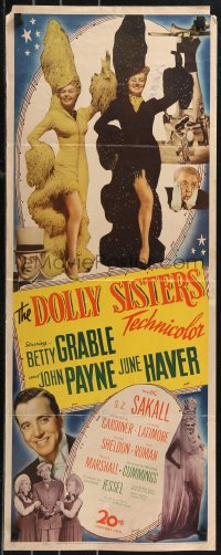 9r0498 DOLLY SISTERS insert 1945 cool image of sexy entertainers Betty Grable & June Haver!