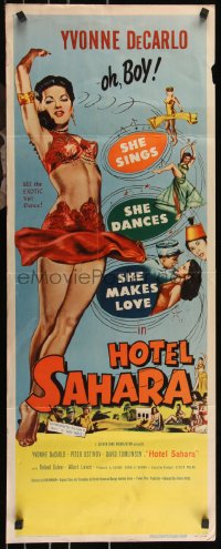 9r0501 HOTEL SAHARA insert 1951 full-length artwork of sexy exotic veil dancer Yvonne De Carlo!