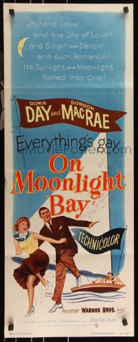 9r0504 ON MOONLIGHT BAY insert 1951 great image of singing Doris Day & Gordon MacRae on sailboat!