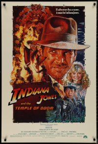 9r1210 INDIANA JONES & THE TEMPLE OF DOOM 1sh 1984 Harrison Ford, Kate Capshaw, Drew Struzan art!