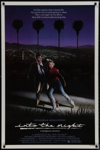 9r1215 INTO THE NIGHT 1sh 1985 cool image of Jeff Goldblum & Michelle Pfeiffer on the run!