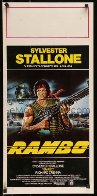 9r0814 FIRST BLOOD Italian locandina 1982 artwork of Sylvester Stallone as John Rambo by Casaro!