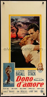 9r0821 GIFT OF LOVE Italian locandina 1958 great romantic close up art of Lauren Bacall & Robert Stack!