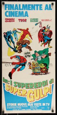 9r0825 I SUPEREROI DI SUPER GULP Italian locandina 1979 Spider-Man, Fantastic Four, Thor, Marvel Comics!