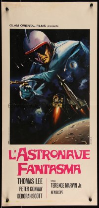9r0827 INVASION OF THE NEPTUNE MEN Italian locandina 1970 art of space ship + guy in cool suit with gun!