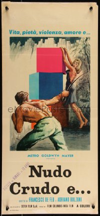 9r0836 NUDO CRUDO E Italian locandina 1965 mondo, wild De Amicis art of woman being whipped!