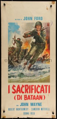 9r0847 THEY WERE EXPENDABLE Italian locandina R1960s John Ford, different art of Wayne in combat!