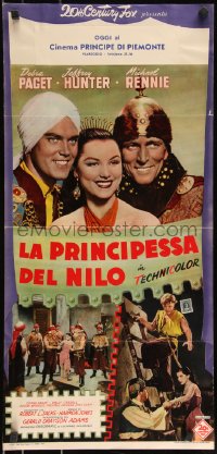 9r0856 PRINCESS OF THE NILE Italian 15x31 1955 sexy Debra Paget is temptress of the ages, Hunter!