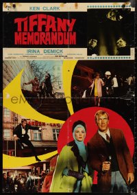 9r0862 TIFFANY MEMORANDUM Italian 26x37 pbusta 1967 secret agent Ken Clark & Irina Demick!