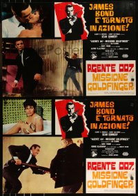 9r0908 GOLDFINGER set of 5 Italian 19x27 pbustas 1965 Sean Connery as James Bond + Honor Blackman!
