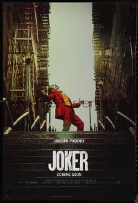 9r1233 JOKER int'l teaser DS 1sh 2019 Joaquin Phoenix as the DC villain at the top of the steps!