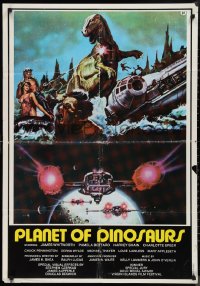 9r0372 PLANET OF DINOSAURS Lebanese 1978 X-Wings & Millennium Falcon art from Star Wars by Aller!