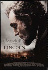 9r1265 LINCOLN style B int'l advance DS 1sh 2012 cool image of Daniel Day-Lewis in title role!
